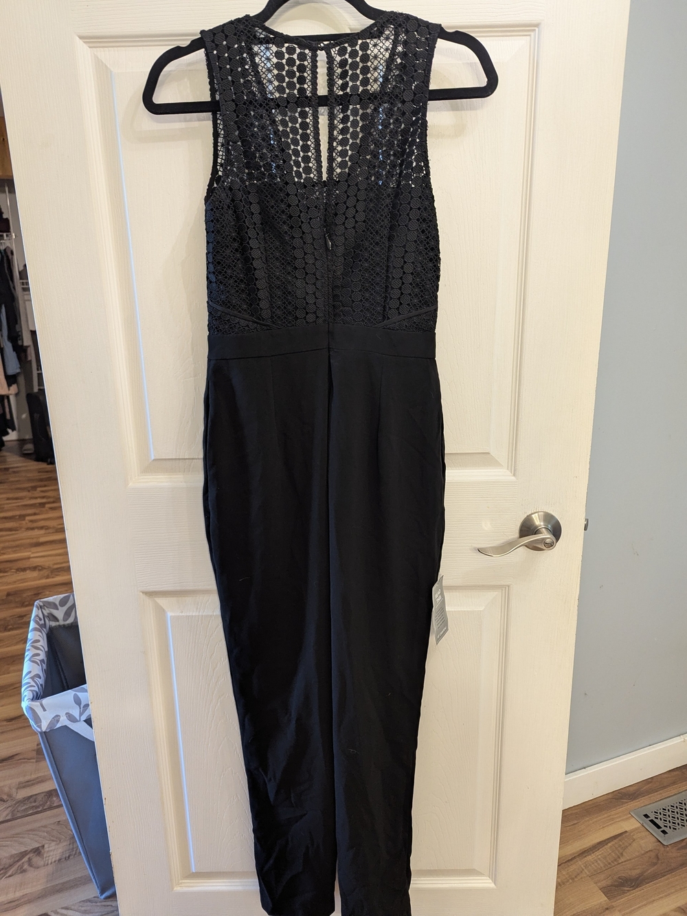 le chateau Black Lace-Top Sleeveless Jumpsuit
